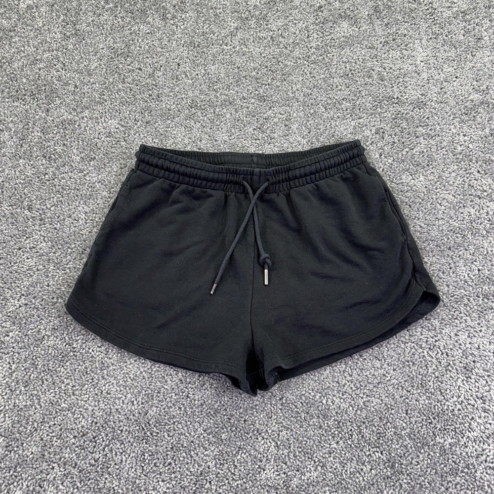 H&M Shorts Womens M Black Sweat French Terry Elastic Waist Lounge Casual Pockets